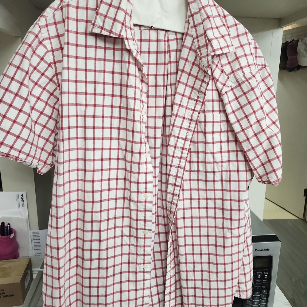 Duck Head Red and White Plaid Short Sleeve Button-Down Shirt
